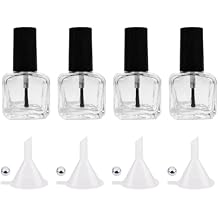 NIIIYTYB 4Pcs Empty Nail Polish Bottles with Brush Small 5ML Glass Bottles with Cap Funnel Mixing Balls Gel Applicator Sample Bottle