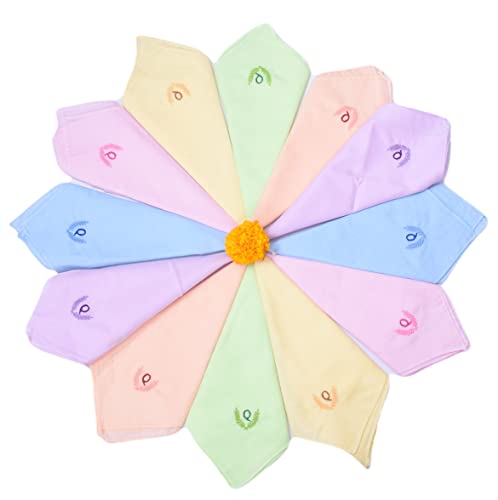 Image of ANTONIA Personalized Cotton Women's Handkerchiefs with Embroidered Initials, Assorted Colours (33 cm x 33 cm)