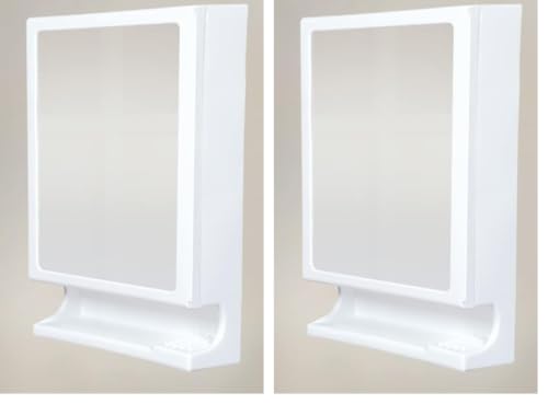 Image of Happer Plastic Premium Multipurpose Wall Mounted Storage Cabinet with Mirror (White) (Pack of 2)