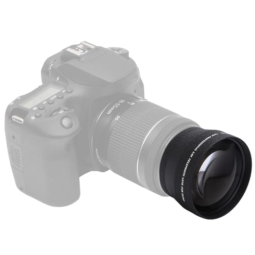 Telephoto Lens, 72MM 2X Magnification Telephoto Lens Aluminium Alloy Teleconverter Lens for 72mm Camera Lens and 82mm Filter