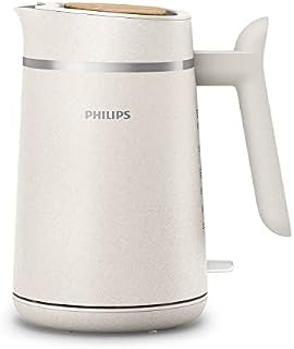 Philips Eco Conscious Edition Kettle 5000 Series, 100% Bio-based plastics*, 1.7 L Capacity, Cordless + 360° Pirouette Base, Silk White Matt Finish, (HD9365/11)