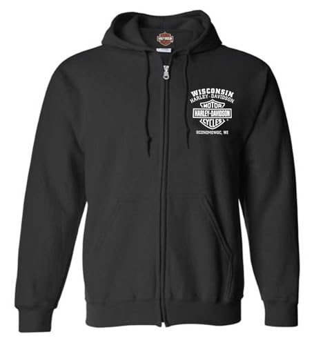 Harley-Davidson Men's Shady Biker Skull Cotton-Blend Zip-Up Hoodie, Black