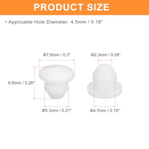 Image of uxcell 26 Pcs Silicone Plugs, Rubber Round Snap in Locking Hole Plugs for 4.5mm Hole, Hole Stoppers Waterproof Hole Plug for Metal Tube, Furniture End Caps Inserts, White