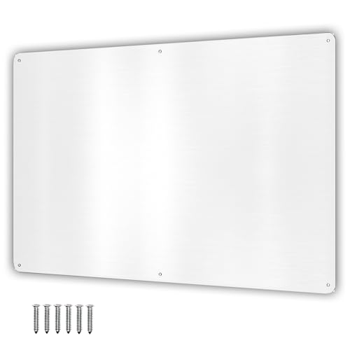 17.5inchX11.5inch Large Stainless Steel Plate for Magnets, 3M Adhesive Back, Mounting Screws, Ideal for Magnetic Shelf, Spice Holders, Fridge Magnets. Mount Anywhere! (White, 1 Pack)