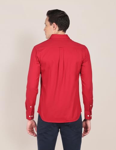 Image of U.S. Polo ASSN. Men's Solid Spread Collar Premium Cotton Dobby Tailored Fit Shirt