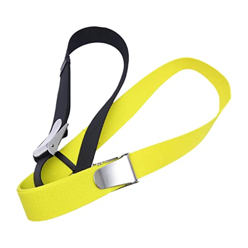 Snorkeling Waist Strap with Buckle, Stainless Steel Webbing for Scuba Diving Weight Management, Yellow 1.8m