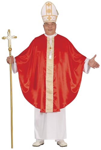 FIESTAS GUIRCA Déguisement Pape Homme - Costume Cardinal Rouge avec Chapeau Pape - Déguisement Evêque Homme Taille M 48-50