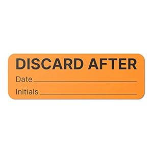 600 Writateble Discard After Labels – Discard After by and Who Labels – 1.5 x 0.5 inch, Rectangle Stickers – Discard After Stickers, Medication Instructions [ Orange ]