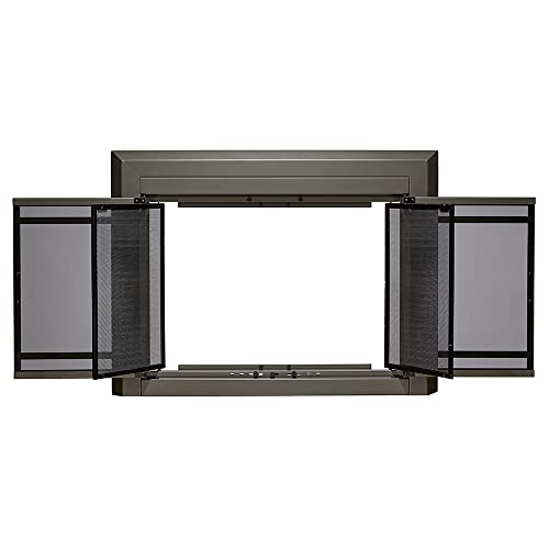 Image of UniFlame Kendall, Cabinet-Style Fireplace Doors, Gunmetal, Size: Small