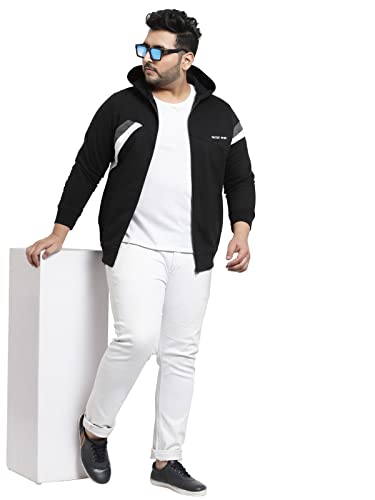 Image of Kalt Men Full Sleeves Zipper Fleece Striped Hoodie