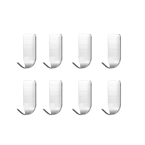 ANAJOY 8 pcs Crochet Mural Adhésif Puissant, Crochet Porte Manteau en Acier INOX, Porte Serviette Imperméable pour Clés, Sacs, Cuisine, Salle de Bain 23x44.8x5.5mm(Argent) Cover