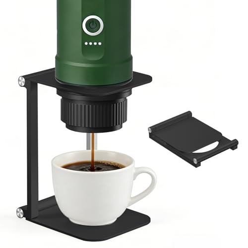 AuSonic Foldable Pour Over Coffee Maker Stand Aluminum Portable Electric Espresso Machine Stand Compatible with Outin Portable Coffee Makers General Funnels Black