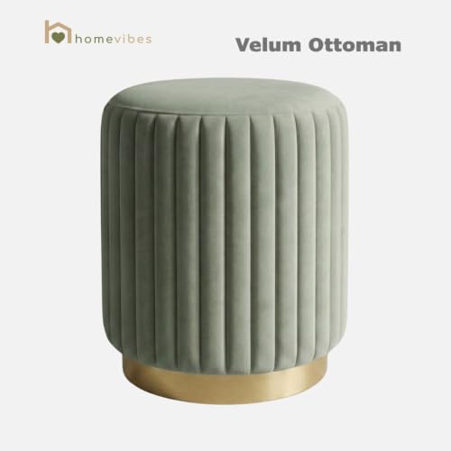 Image of Velum 3 Seater Sofa for Living Room & Office | Premium Fabric Upholstery | Solid Wood Frame | Comfortable Seating | 3 Years Warranty (Frosty Green, Seating Pouffe)