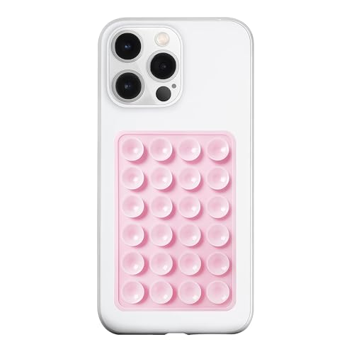 LvShuLiangPin Anteel Silicone Suction Phone Case Mount, Silicon Adhesive Phone Accessory for Smartphones, Hands-Free Mirror Shower Phone Holder for Selfies, Tiktok Videos (Light Pink)