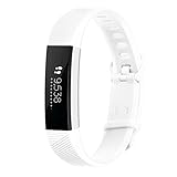 AK Band Replacement Wristband Strap with Secure Metal Buckle for Fitbit Alta/Fitbit Alta HR, White, Large