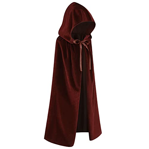 Regenboog Brown Velvet Cape With Hood, Kids Cloak, Short Women's Cape for Christmas Halloween, Masquerade