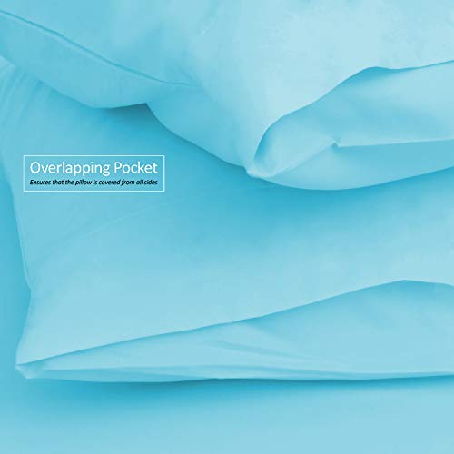 Twin Size Sheets – 3 Piece Twin Beach Blue Bed Sheet Set - Hotel Bed Sheets - Soft Microfiber Sheets - Easy Fit 8" to 14" Deep Pocket Fitted Sheets - 3 PC Sheets Twin Sheets - Bright Blue - Image 5