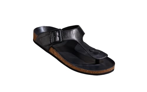 Image of Neeman's Cork Thong Sandals | Sandals for Men | Stylish & Fashionable | Lightweight Comfortable Durable | Slip On Adjustable Strap Sandals for Men | Everday Comfort Chappal (Tan, UK10)
