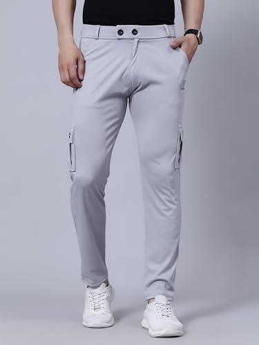 Image of Men's Casual Regular Fit Solid 2 Way Lycra Cargo for Men & Boys|Men's Cargo