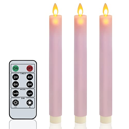 Incredle Moving Flame Dripless Flameless Taper Candles H9 Xd1 Real Wax Battery Operated Candles With 10Key Remote 7 Colors Available For Table Centerpieces Party Decoration Lavender #TOP11