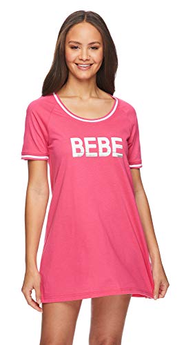 bebe Womens Short Sleeve Lounge Pajama Dorm Sleepshirt Nightgown Rose Pink Medium