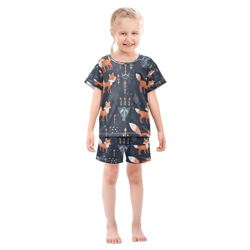 senya Fox with Flower Summer Pajamas Set Short Cotton Sleepwear 2 Piece3