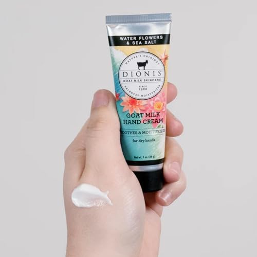 Dionis Goat Milk Skin Care Water Flowers & Sea Salt Scented Hand Cream Set - Cruelty Free Travel Size Hand Lotion For Hydrating & Moisturizing Dry Skin - Paraben Free, Made In The USA, 1 oz Set of 4