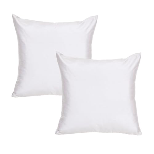 NICOLEKAY Bedding Throw Pillows Insert (Pack of 2, White) - 18 x 18 Inches Bed and Couch Pillows - Indoor Decorative Pillows