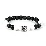 LCDIUDIU Armband Herren,Naturstein Weiß Türkis Kristall Armband Antiken Keltischen Knoten Charme Perlen Angst Armband Energie Edelsteine Perlen Armreif Schmuck Für Männer Frauen Geschenk