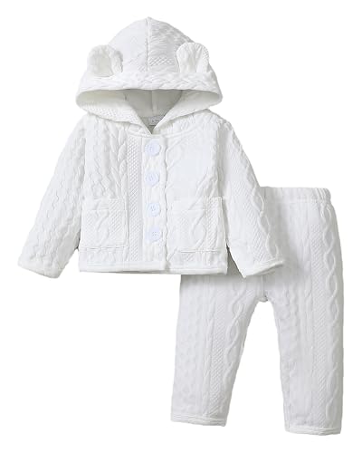 Image of Mioglrie Baby Toddler Girl Clothes Infant Fall Winter Outfits Hoodie Solid Color Sweatshirt Sweatpant Clothing Set 3M-3T