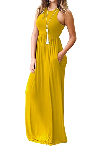 Image of DEARCASE Women's Sleeveless Summer Maxi Dress with Pockets,Beach,Vacation