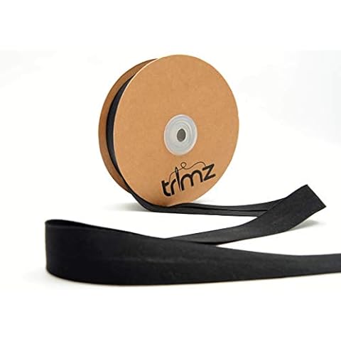 Trimz Poly Cotton Bias Binding, Black, 25mm x 20m Cover