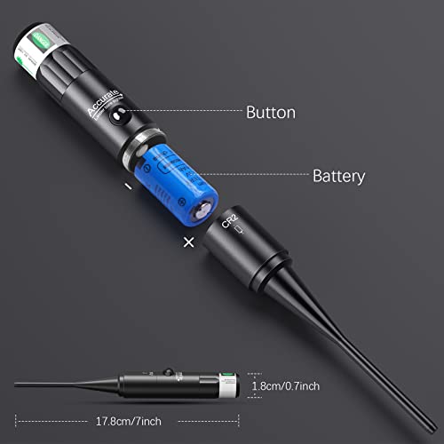 Oswchic Laser Bore Sight Kit, Multiple Caliber For All Guns Green Dot Rifle Pistol Shotgun Boresighter For .177 To 12Ga Cal, 24 Adapters #TOP1