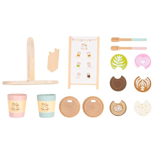 Juego de café de juguete | Comida de imitación de madera educativa – Juego de alimentos ficticios para cocina infantil, para niños y niñas a partir de 2 años, edad preescolar, una idea de regalo de
