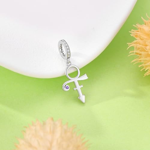 Prince Symbol Charm Sterling Silver Prince Charm for Bracelet Jewelry Gifts for Princes Fans Silver Balck4