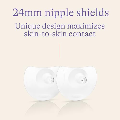 Lansinoh Contact Nipple Shields for Nursing Mothers, Ultra-Thin Soft & Flexible Medical-Grade Silicone Shields for Sensitive Nipples and Latch-On Support, (1 inch or 24mm), with Case, 2 Count