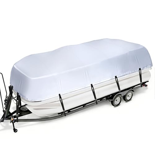 iCOVER Trailerable Pontoon Boat Cover,Fits 17-20ft Long & Beam Width up to 102in Pontoons Boats, Waterproof Tarp Easy On-Off