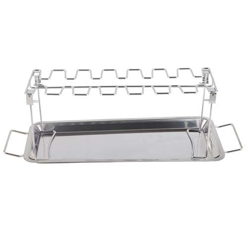 Aladeno Parrilla para Patas de Pollo Parrilla para Alas de Pollo Soporte para Muslos de Pollo para Barbacoa con Bandeja de Goteo Soporte para Asador de Acero Inoxidable Accesorio