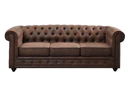 Vente-unique-Couchgarnitur 3+2+1 - Microfaser - Vintage-Look - Chesterfield – Bild 4