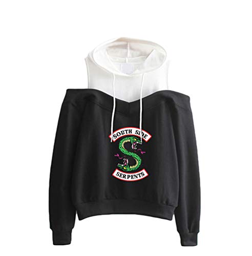 WanYangg Damen Riverdale Southside Serpents Kapuzenpullover Schulterfrei T-Shirts Oberteile Sport Hoodie Sweater Jumper Real Hasta la Muerte Drucken Be The LightTops Pullover 1# schwarzS Cover