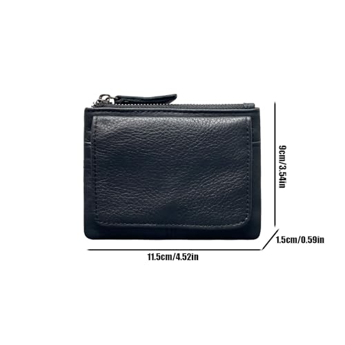 Wallets for Men Black Zipper Coin Wallet Ultra-Thin Men's Wallet Simple Buckle with Credit Card Clip Classic Small Leather Coin Bag Wallet Buckle with Zipper Mini Black Credit Card Organizer2
