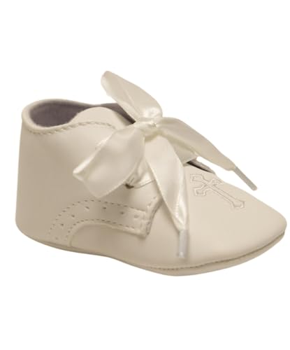 Unisex Baby Christening Shoes with Cross Embroidery and Ribbon Laces - Ideal for Baptism and Special Occasions