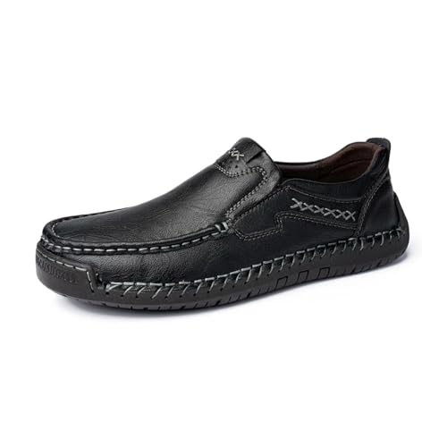 Men's Casual Leather Shoes, Genuine Leather Slip-On Lazy Business Casual Soft Sole Loafers