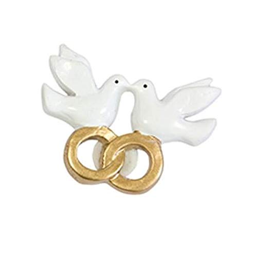 HOBI Décoration de Table Mariage colombes avec alliances Blanc et Or (x6) R/DEC971