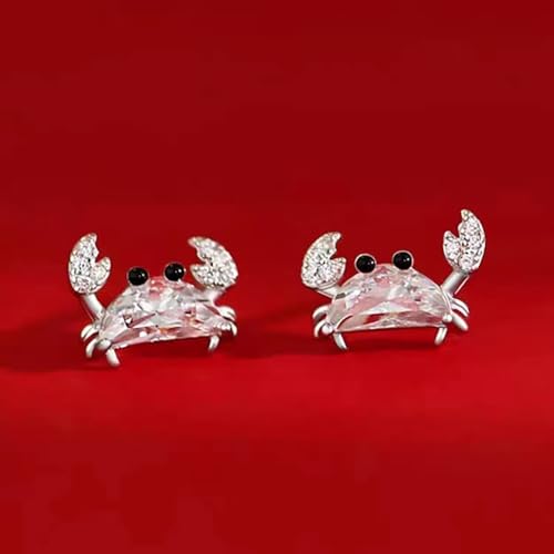Little Crab Sleeper Tiny Stud Earrings 925 Sterling Silver Dainty Crystal Cubic Zirconia Cartilage Earring Ear Piercing Small Statement Earrings Studs Delicate Jewelry Gifts for Women Girls4