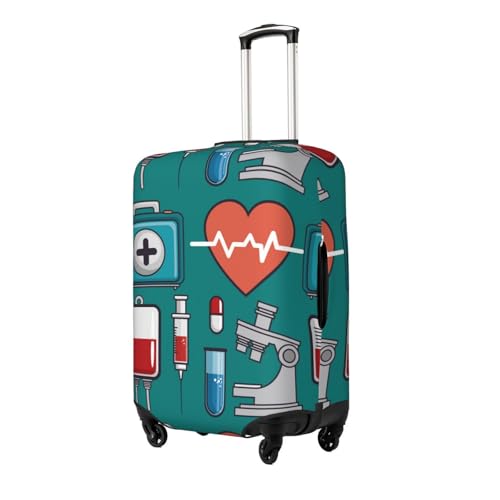 Medical Elements Print Luggage Cover Washable Elasticated Suitcase Covers TSA Approved Stylish Dust and Scratch Resistant Case Protector for Kids and Adults2