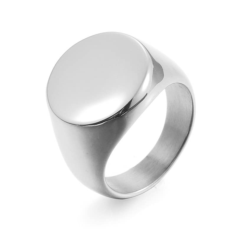 Amazon | 丸形 シグネット リング 指輪 (シルバー, 7号) | リング 通販