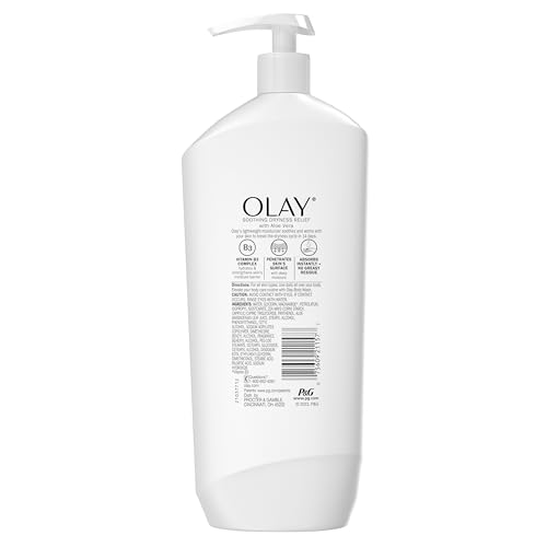 Image of Olay Body Lotion for Women, Soothing Dryness Relief, 24hr Moisturizing & Deep Hydration, Absorbs Instantly, Penetrating Vitamin B3 Complex, For All Skin Types, Aloe Vera Scent, 18 fl oz