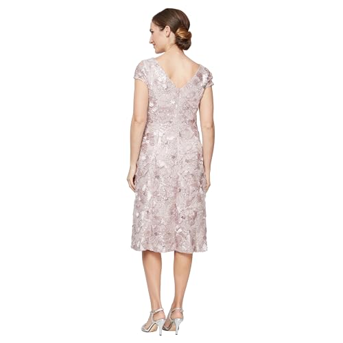 Image of Alex Evenings Women's Short Embroidered Cocktail Dress, Wedding Guest (Petite and Regular Sizes)