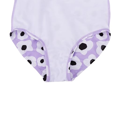 Image of LIZENS Girls' Swimwear Ruffle One Piece Beach Bathing Suit for Girls Flower Print Toddler Cute Kids Purple Swimsuit